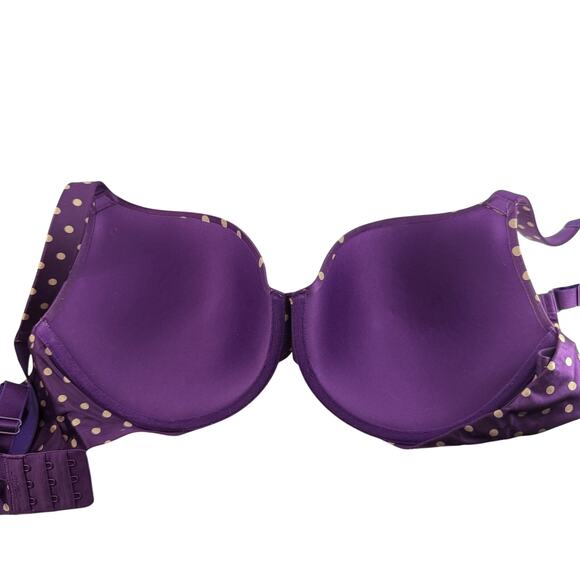 Soma Enhancing Shape Full Coverage Bra Satin Purple with Cream Polka Dot 38D - Picture 5 of 6